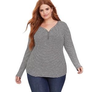 Torrid Striped Knit Henley Size 3X